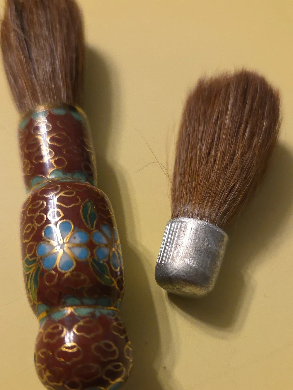 Vintage Chinese cloisonné makeup brush  with Extra Brush In Case